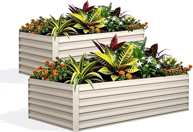 Garvee 2PCS 8x4x2ft Galvanized Raised Garden Bed Outdoor,Rust-Resistant Raised Garden Beds for Gardening, Easy Assembly Outdoor Garden Box & Planters