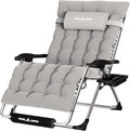 UDPATIO Oversized Zero Gravity Chair 33In XXL Lounge Chair with Removable Cushion |Pillows, Outdoor Folding Reclining with |Cup Holder |Foot Rest |Lock,Reclining Patio Chairs Grey, Support 500LB