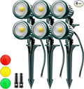 12V24V Low Voltage Landscape Lights Outdoor,6000K White LED Landscape Lights with 3 Color Lenses (Red,Yellow,Green),IP67 Waterproof Outdoor Spot Lights for Garden Passage Wall Tree Fence,6 Pack