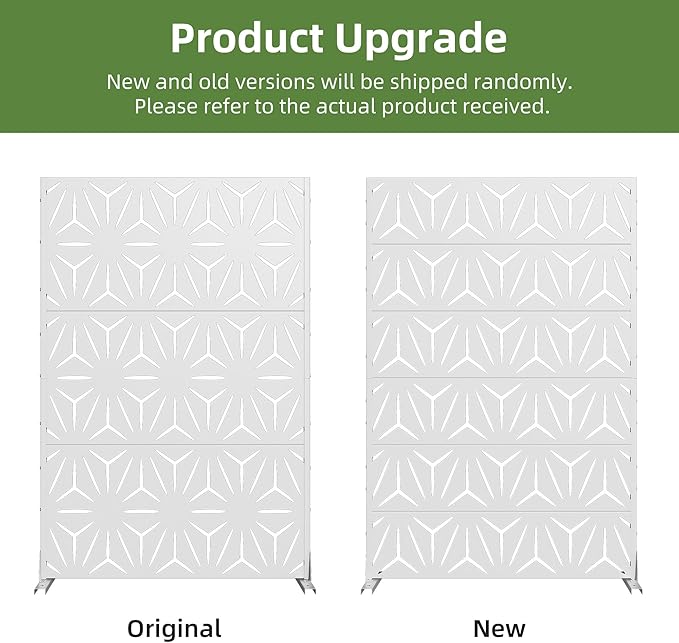 Casaphoria Metal Privacy Screen Outdoor, 72" H x 47" W Freestanding Decorative Privacy Screen for Patio Deck Balcony Garden with Stable Base, White-Star