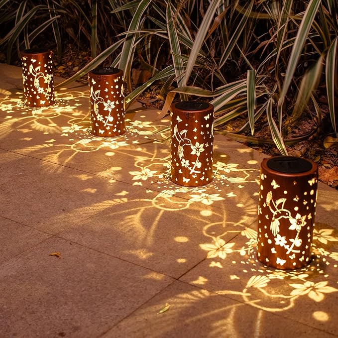 2 Pack Solar Lanterns Outdoor Waterproof Hummingbirds Birthday Gifts for Women Mom Grandma Garden Decor Hanging LED Decorative Light for Patio Yard Lawn Gardening Gifts