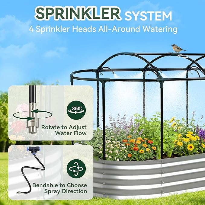 Raised Garden Bed with Self-Watering System, 6x3x1 ft Elevated Planter Boxes Outdoor with Mesh Cover, Oval Galvanized Raised Beds for Gardening,Vegetables,Flowers, Backyard, Patio