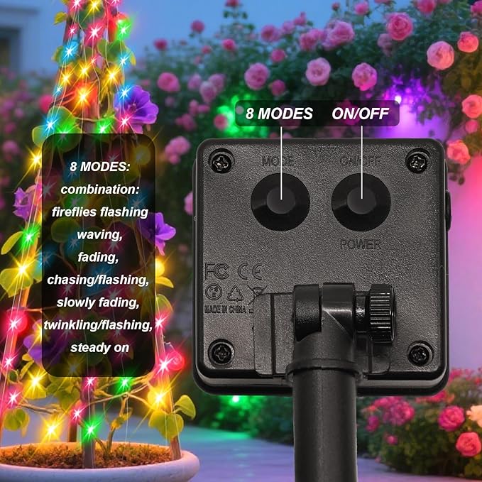 ZNYCYE Solar Waterfall Fairy Bunch Lights Outdoor Waterproof 200LEDs 8 Modes Watering Can Light, Multi-Colored Solar Powered String Lights Firefly Vine Christmas Tree Garden Decorations Gifts for Mom