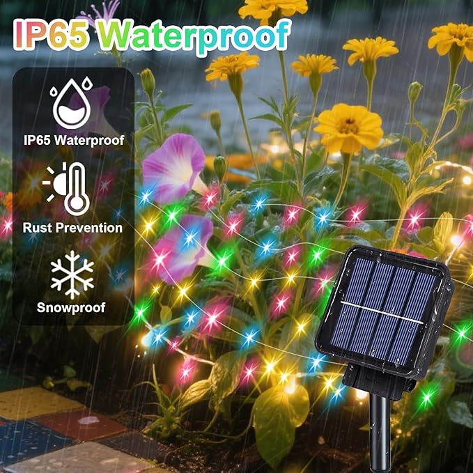 ZNYCYE Solar Waterfall Fairy Bunch Lights Outdoor Waterproof 200LEDs 8 Modes Watering Can Light, Multi-Colored Solar Powered String Lights Firefly Vine Christmas Tree Garden Decorations Gifts for Mom