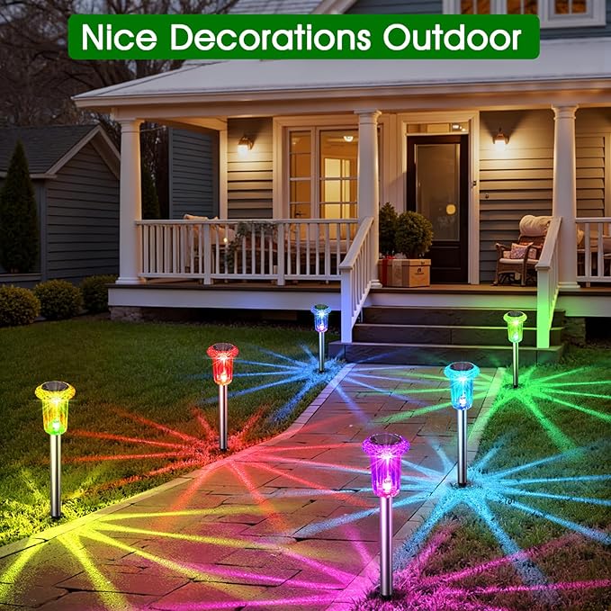 Solar Outdoor Lights, 15 Pack Solar Pathway Lights Outdoor Waterproof, Stake Lighting for Garden Yard Path Walkway Driveway Patio Lawn Decor,Color Changing
