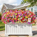 Alupssuc 48 Bundles Artificial Flowers for Outdoors Decoration, UV Resistant Silk Faux Daisy Flora Spring Fake Plastic Plants Greenery for Outside Indoor Yard Home Porch Window Box Decor, Mix 6 Colors