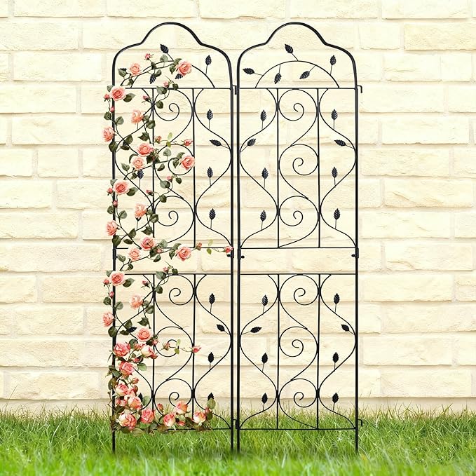 hogardeck 4 Packs 72 * 18 inch Metal Garden Trellis for Climbing Plants Outdoor,Heavy Duty,Black Coating Rustproof Trellis for Rose, Vegetable, Flowers, Expandable,Perfect for Training Climbing Plants