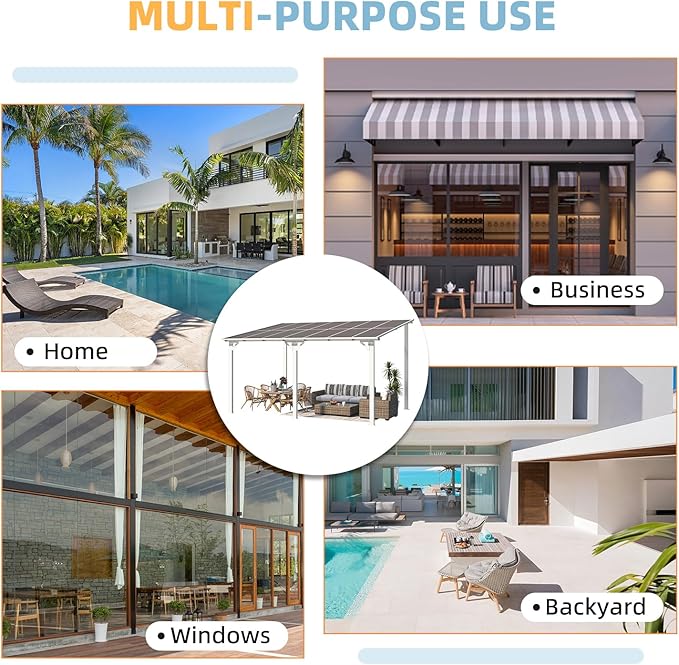 AECOJOY 14' x 10' Gazebo in White, Large Wall Mounted Gazebos on Clearance, Outdoor Patio Lean to Gazebo Metal Awnings for Decks, Patio, Porch, Backyard and More