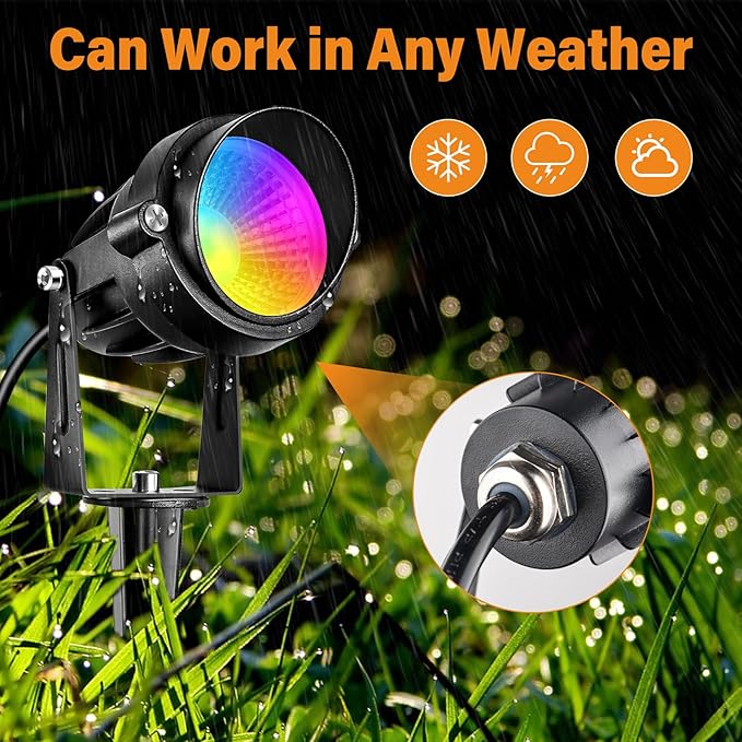 Low Voltage RGBW LED Landscape Lights Spot Lights Outdoor for Yard Garden Decor Spotlight, 12V-24V Low Voltage Landscape Lighting with 16 Color Changing and Remote IP68 Waterproof (10 Pack)