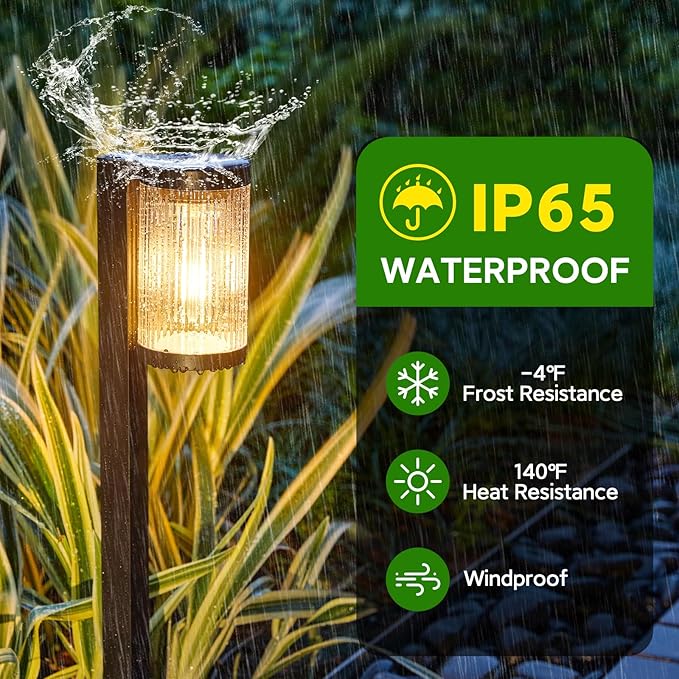 Solar Pathway Lights Outdoor, 2 Pack Upgraded Outdoor Solar Lights for Outside Super Bright Up to 12Hrs, IP65 Waterproof Solar Garden Lights for Yard Path Walkway Decor Landscape Lighting