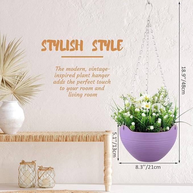 Zopeal 16 Pack Self Watering Hanging Planters, 8 Inch, Colorful, Resin Material with Metal Chain, Suitable for Indoor and Outdoor Plants
