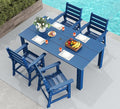 GREENVINES 5-Piece Outdoor Dining Set | HDPE | Patio Table and Chairs Sets for 4 | Patio Furniture | All Weather | Umbrella Hole | Blue| for Backyard Poolside Garden