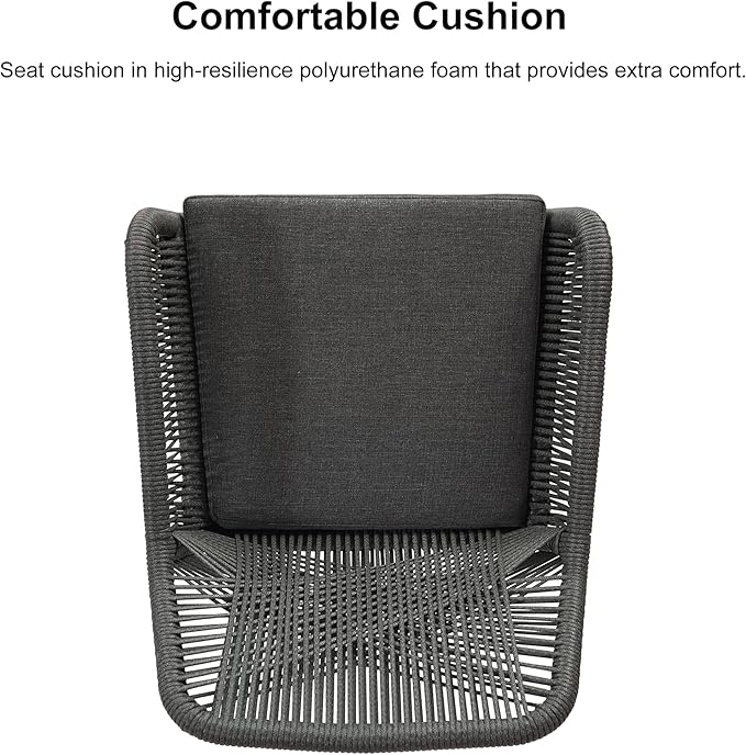 PURPLE LEAF Outdoor 29" Bar Stools Set of 2, Boho Patio Bar Height Chair with Cushion and Back for Outdoor and Indoor, Garden, Patio, Grey