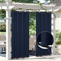 Easy-Going Linen Look Outdoor Curtains Waterproof Windproof Porch Curtains, Soft Thicken Outdoor Privacy Curtains for Patio, Gazebo, Grommet Top and Tab Bottom Drape, 1 Panel, 110x108 inch, Navy