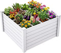 YITAHOME 4x4x2 FT Plastic Raised Garden Bed Kit, Large Outdoor Above Ground Planter Box with Growth Grid for Plants, Vegetables, and Flowers, Easy Installation, White