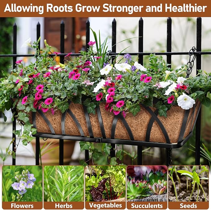 Riare 2 Pack 48 Inch Rectangle Coconut Liners for Planters, Natural Coconut Fiber Planter Liners, Window Box Liner Trough Coco Liner for Outdoor Flower, Garden Wall, Deck & Fence Planter Boxes