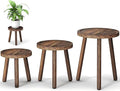 3-Pack Wood Plant Stands Indoor, Single Plant Stand for 6-12 Inch Pots, Mid-Century Modern Plant Stool, Tall Plant Stand for Large Plants Perfect Fit for Living Room, Balcony, Office