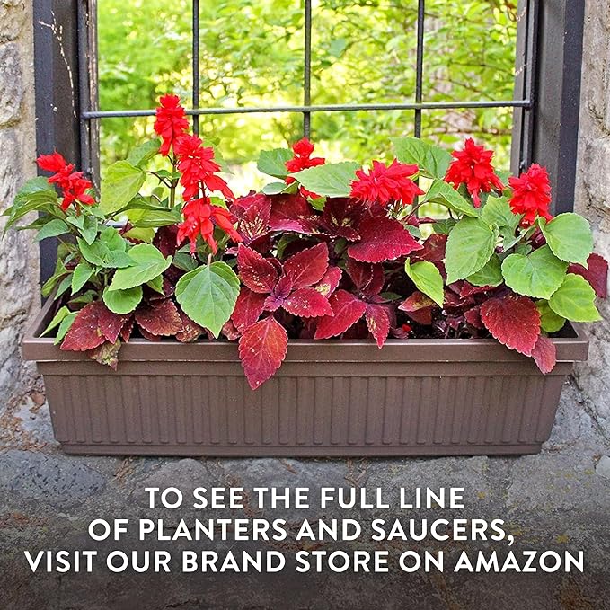 The HC Companies 30 Inch Venetian Window Planter Box with Drainage Plug, Lightweight UV-Resistant Plastic Indoor & Outdoor Planters, 2-Pack Flower Box for Garden & Home Decor, White