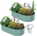 Galvanized Metal Planter Raised Garden Bed Kit for Gardening Outdoor Garden Box Raised Flower Bed 2PC Green 4X2X1FT