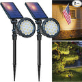 DBF Solar Lights Outdoor, 600LM Solar Spotlights Outdoor Waterproof, 2 Brightness Mode Adjustable 18 LED Flag Pole Light for Garden Yard Patio Landscape Driveway Garage Pool(Warm White, 2 Pack)