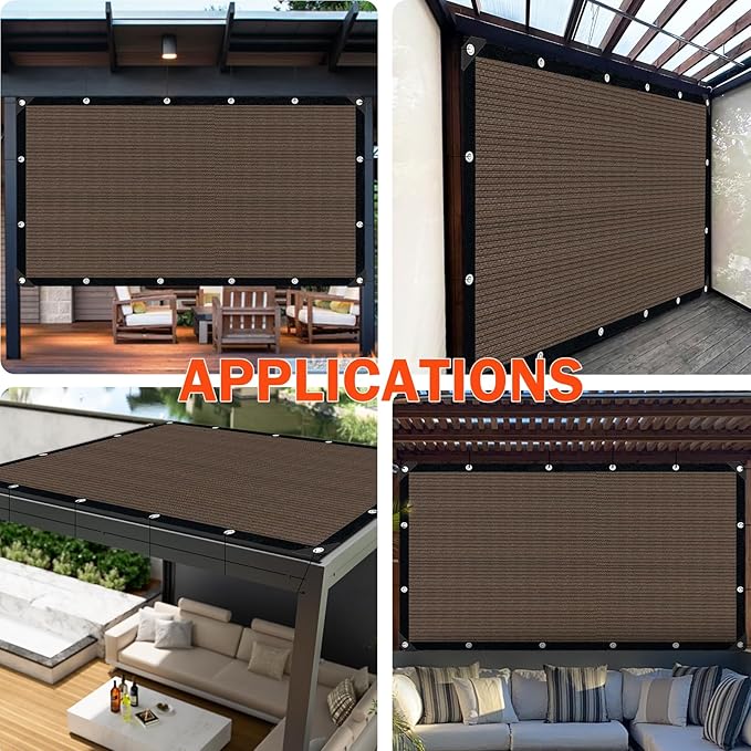 Sun Shade Cloth with Grommets,90% UV Protection Shade Fabric,Pergola Shade Cover Canopy Fence Privacy Screen Balcony,Brown Sunshades for Patio Pergola Garden Backyard Outdoor,Mocha-3x6FT