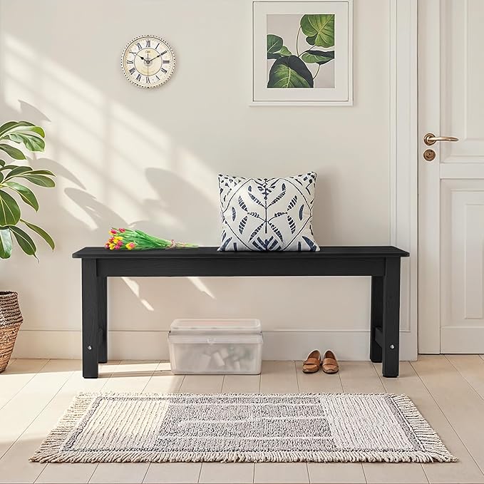 ONBRILL Outdoor Benches Weatherproof, 2-Person Poly Lumber Garden Bench, All-Weather Patio Bench Will not Rot and Fade for Garden, Porch, Backyard and Park, Easy Installation, Black