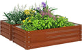 Outsunny Galvanized Raised Garden Bed, 4' x 2' x 1' Metal Planter Box, for Growing Vegetables, Flowers, Herbs, Succulents, Brown