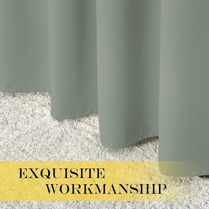 NICETOWN Room Divider Curtain 132 Inches Long, Wide Blackout Sliding Door Curtain for Bedroom, Room Darkening Privacy Window Curtain for Patio Door (1 Panel Set, Sage Green, 80 x 132 Inch)