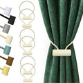 Hion Magnetic Curtain Tiebacks Beige 6 Pack, Curtain Tiebacks Buckles Holdbacks Holders Hooks Clip for Home Bedroom Office Decorative Thick or Thin Curtain