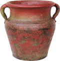 Egyptian Era Designed Earthen Ware Terra-Cotta Vessel/Planter with Looped Handles (Flared Lip Distressed Red Earth)