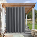 NICETOWN Outdoor Curtain for Patio Waterproof Extra Long 120" L, Fixed Windproof Rustproof Top and Bottom Grommet Blackout Outdoor Drape for Yard/Sliding Door, Grey, 1 Panel, 100" W