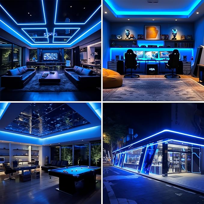 AC 110V COB LED Strip Lights Outdoor Waterproof 65.6ft, Blue Super Bright 200W LED Rope Light, IP65 Flexible Cuttable, for Bedroom Garden Commercial House Gaming Room Decor