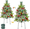 2 Pack Outdoor Christmas Tree Urn Fillers with 8 Modes Timer, 40 Warm & Colorful Change Lights, Pinecones Red Berries Decorations, Battery Operated for Holiday Planters Yard Porch Pathway Xmas Decor