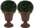 Outdoor Planter 2-Pack - 16x18-Inch Urn Planters - Plastic Plant Pots for Indoor, Outdoor, or Front Porch Decor - Flower Pots by Pure Garden (Brown)