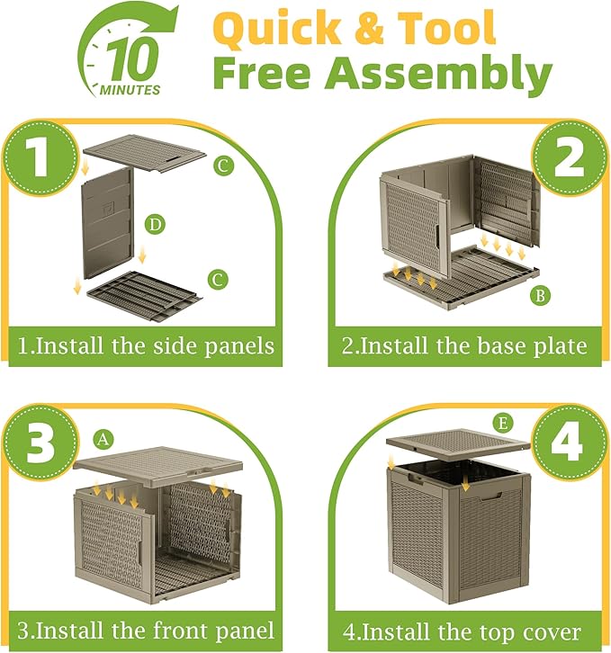 31 Gallon Outdoor Storage Box Weather Resistant UV Protection Waterproof Resin Deck Box for Garden, Patio, Porch, Delivery(Rattan Beige)