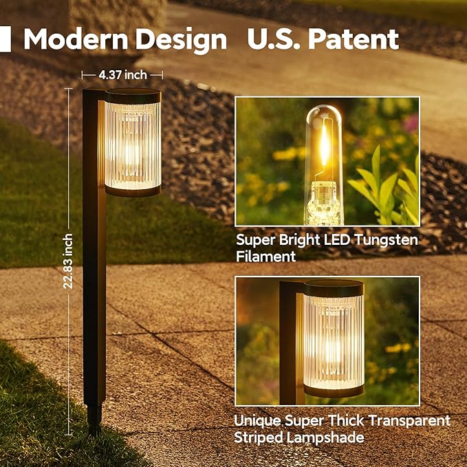 Solar Pathway Lights Outdoor, 2 Pack Upgraded Outdoor Solar Lights for Outside Super Bright Up to 12Hrs, IP65 Waterproof Solar Garden Lights for Yard Path Walkway Decor Landscape Lighting