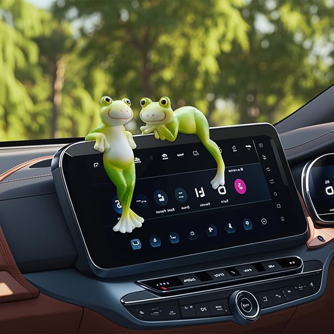 2PCS Frog Figurines Plant Garden Statue Ornament, Funny Plant Decoration for Bonsai Succulents Aquariums Home Pots, Creative Gift for Plant Parents (2 Unique Styles)