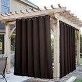 NICETOWN 2 Panels Outdoor Curtains for Patio Extra Wide 84", Waterproof & Windproof Grommet & Back Tab Fixed Top and Bottom Thermal Insulated Drapes with Rope for Gazebo, Toffee Brown, W84 x L108