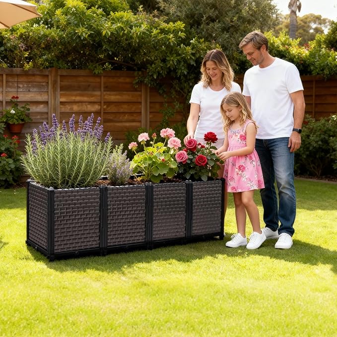 Large Planters for Outdoor Plants - Deepened 20" H, Raised Beds for Gardening Self Watering, Elevated Planter Box with Legs, Rectangular Garden Planters for Outdoor Plants Flowers, 62.9"L x 15.7"W