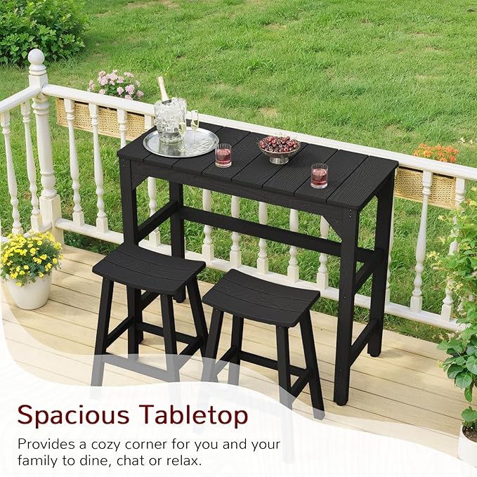 Stoog Outdoor Bar Table, All-Weather HIPS 40" Counter Height Bar Tables with Waterproof Top, Never Fade or Rot, Ideal for Patio, Hot Tub, Dining, Balcony, Poolside, Black