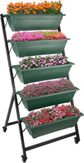 Raised Garden Beds - 5 Tier Vertical Garden Planter - Planters for Outdoor Plants - Gardening and Greenhouse Accessories by Pure Garden (Green)