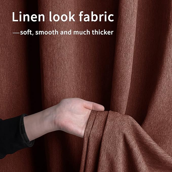 Easy-Going Linen Look Outdoor Curtains Waterproof Windproof Porch Curtains, Soft Thicken Outdoor Privacy Curtains for Patio, Gazebo, Grommet Top and Tab Bottom Drape, 1 Panel, 54x96 inch, Terra Red
