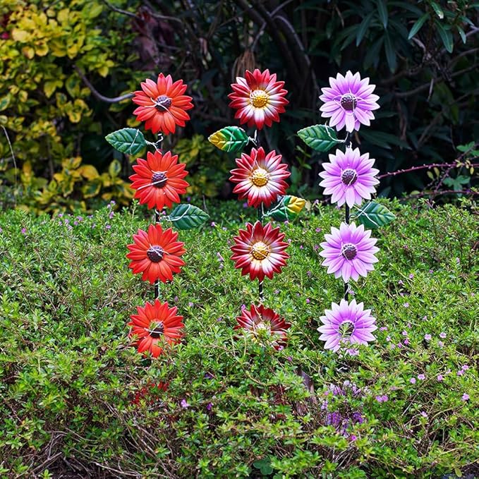 Set of 3 Solar Garden Lights,22.6'' H Flowers Decorative Garden Stakes,Waterproof Metal Spring Yard Art Decor,Solar Stake Lights for Outside,Lawn,Yard,Patio
