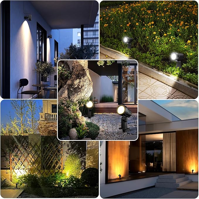 MEIKEE Solar Spot Lights Outdoor, 4-in-1 Solar Landscape Lights, 4W/6V IP66 Waterproof, 2700K/4000K/6500K Outdoor Landscape Spotlights with Remote for Garden Yard Driveway