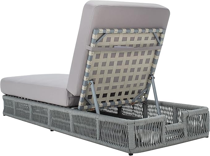 SAFAVIEH Outdoor Collection Gillian Grey Rope/Grey Cushion Chaise Lounge Chair (PAT7527C)