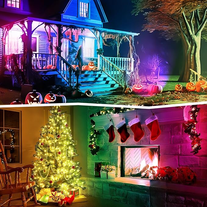 5W RGBW Landscape Lights, 16 Color Changing Spotlight 110V 120V Outdoor Landscape Lighting with Remote for Yard Garden Pathway(2 Pack with Base and Stake)