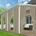 Outdoor Curtains for Patio Waterproof - 6 Panels Privacy Weatherproof Outside Curtains with Grommets for Pergola, Gazebo, Porch, Cabana, Balcony, 54 x 108 Inch, Taupe