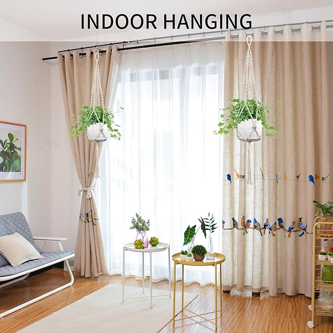 Macrame Plant Hanger - Fits 4 to 12 inches Pots for Indoor Outdoor, 44 Inch, 2 Pack, Ivory (POTS NOT Included)