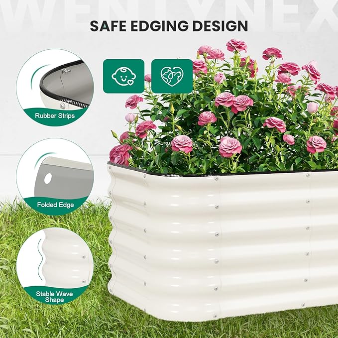 4×2×1.4FT Galvanized Raised Garden Bed Outdoor, Metal Raised Garden Bed Kit, Large Planter Raised Beds, 3 In1 Modular Raised Planter Box Outdoor,Raised Beds for Gardening for Vegetables Flowers Herbs