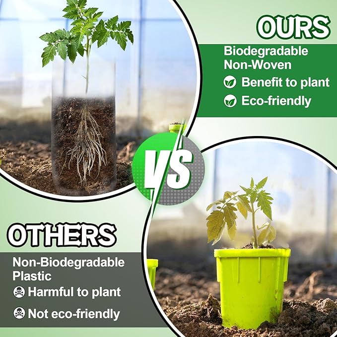 Cosweet 13.5''H Deep Nursery Grow Bags, Biodegradable Non-Woven Fabric Planting Pots for Indoor and Outdoor Garden Growing Seedlings Vegetables Flowers Fruits (60 PCS)